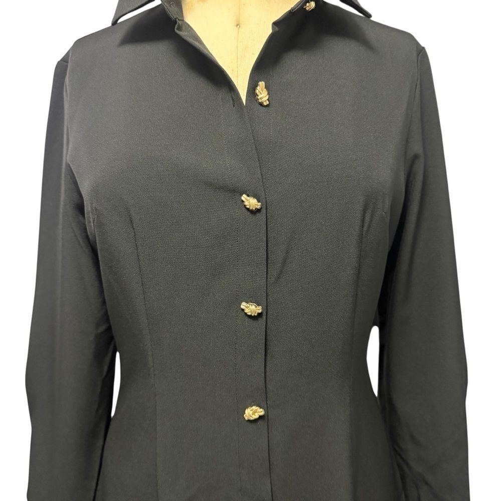 Commense Black Dress With Gold Knot Buttons Size M - Picture 6 of 10